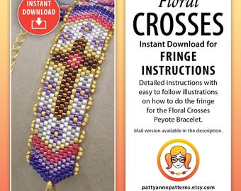 Detaillierte Fransen Anleitungen für Floral Crosses Peyote Armband (Digitale PDF Anleitungen)