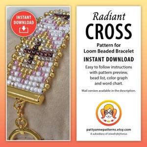 Radiant Cross Loom Bracelet Pattern, Seed Bead Christian Jewelry (PDF Digital Download Pattern)