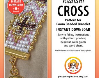 Strahlendes Kreuz Loom Armband Muster, Perlen Christlicher Schmuck (PDF Digital Download Muster)