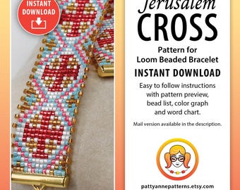 Jerusalem Kreuz Perlen Loom Armband Muster (Digitaler Download Muster))