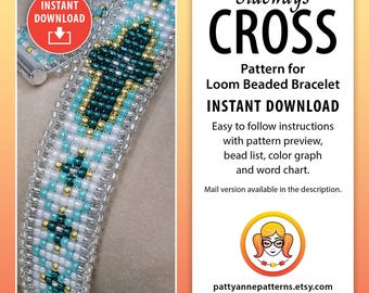Seitlich Kreuz Perlen Loom Armband Muster, Originaldesign (Digital Download Muster)