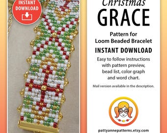 Weihnachten Kreuz Loom Armband Muster, Perlenschmuck (digitaler Download)