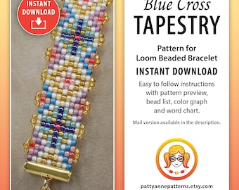 Buntes Kreuz Loom Armband Muster, Perlenschmuck (Digitaler Download)