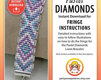 Detaillierte Fransen Anleitungen für Pastel Diamonds Loom Bracelet, Digital Download Fransen Anleitungen
