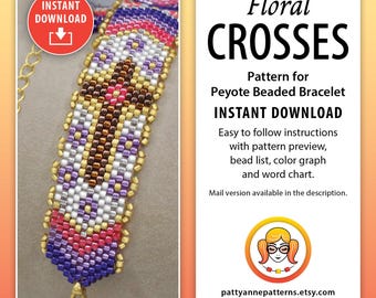 Seitliches Kreuz Perlenarmband Muster, Peyote Stich (Digitaler Download PDF)