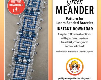 Greek Loom Armband Pattern, Delica & Tschechische Perlen (Digital Download Pattern)
