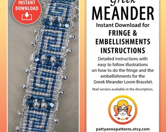 Anleitung mit Fransen und Verzierung für das griechische Meander Loom Armband (Anleitung zum digitalen Download)