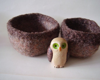 felted wool bowls set of 2 shades of brown