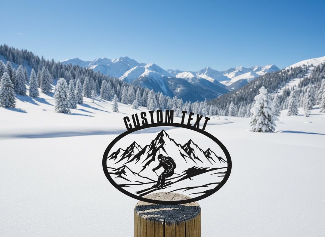 Personalized Skier Metal Wall Art - Custom Mountain Name Sign - Ski ...
