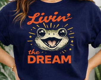 Livin' the Dream Frog T-Shirt | Comfort Colors Retro Graphic Tee