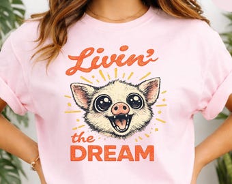 Livin' the Dream Pig T-Shirt | Comfort Colors Retro Graphic Tee
