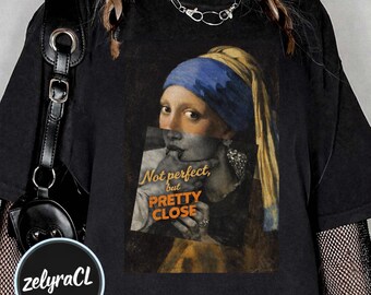 Girl with a Pearl Earring Art Mashup Tee, Classic Painting Shirt