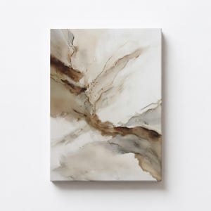 Art mural abstrait neutre : paysage organique terreux doux avec des tons doux