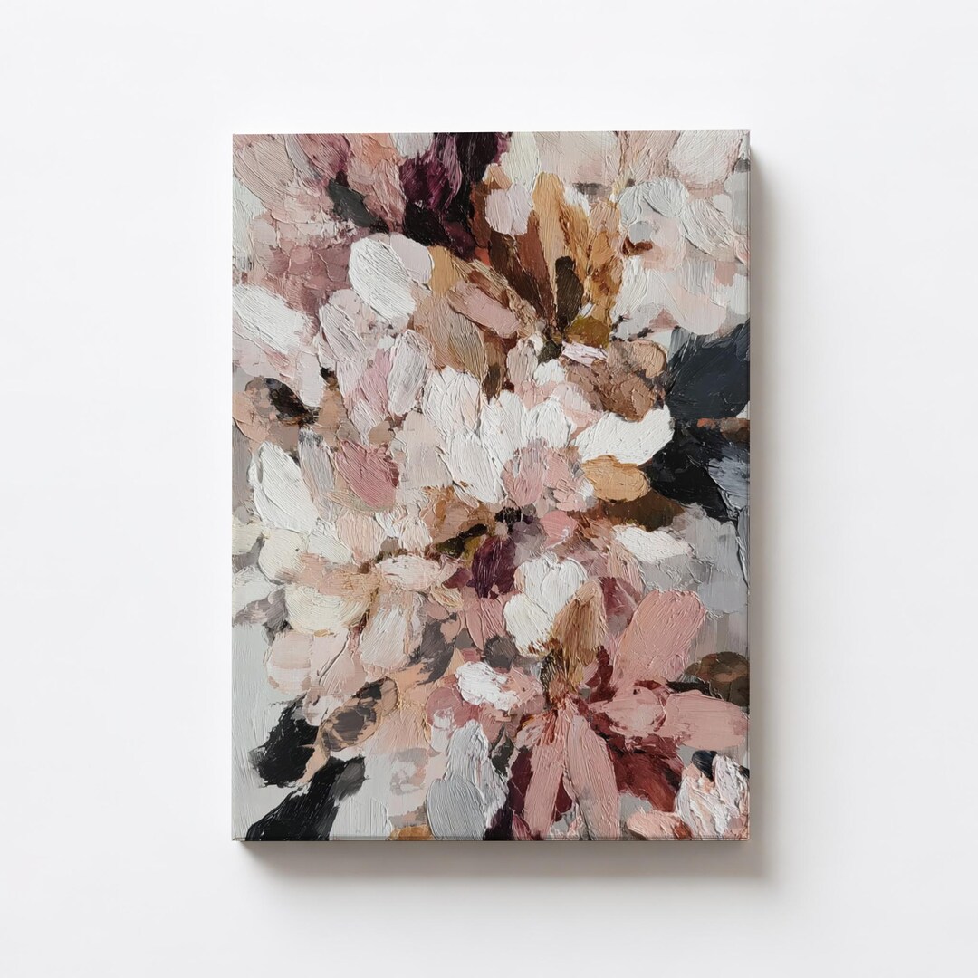 Abstract Floral Painting Print: Blush Pink Textured Flower Wall Art ...