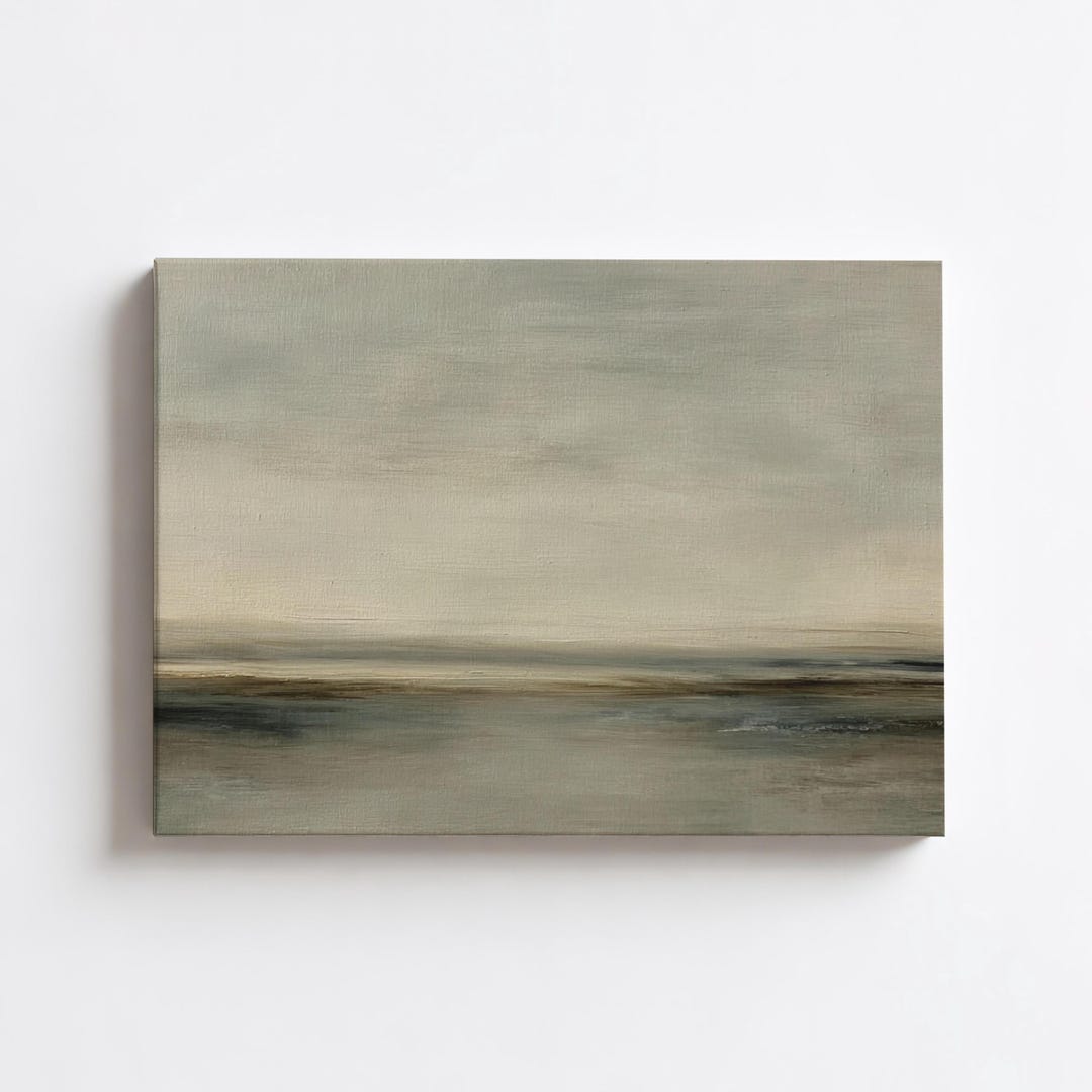Minimalist Coastal Landscape Print: Neutral Horizon Seascape Wall Art ...