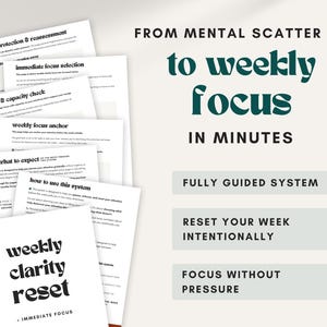Weekly Clarity Reset | Guided Business Focus System | Reduce Overwhelm And Regain Direction | Professional Printable & iPad PDF