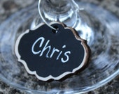 Wood Wine Charms - Set of 25 - & Chalk Marker, Wedding Favors, Housewarming Gift, Wine and Cheese, Hostess Gift, Reusable, Place Setting
