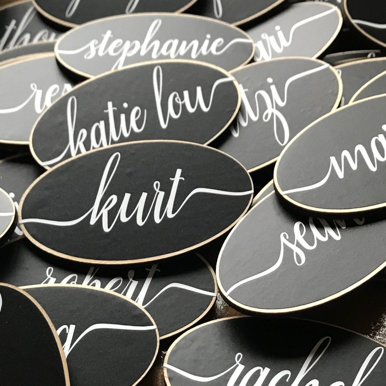 50 Magnetic Name Tags, Chalkboard Name Tag, Wedding Place Cards, Name Badge, Corporate Event Name Badges, Office Meeting, Business Signs image 1