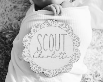 Floral Birth Announcement Set, Monthly Milestones Set, Baby Name Rounds, Hospital Announcement Signs