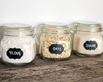 Chalkboard Pantry Labels: Vinyl Decal Stickers, Mason Jar Organization