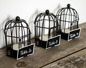 8 Mini Birdcages 4.25" x 2.75" with Blank Chalk Labels Rustic for Rustic Table Numbers Wedding Chalkboard Centerpieces Love Birds Bird Cage
