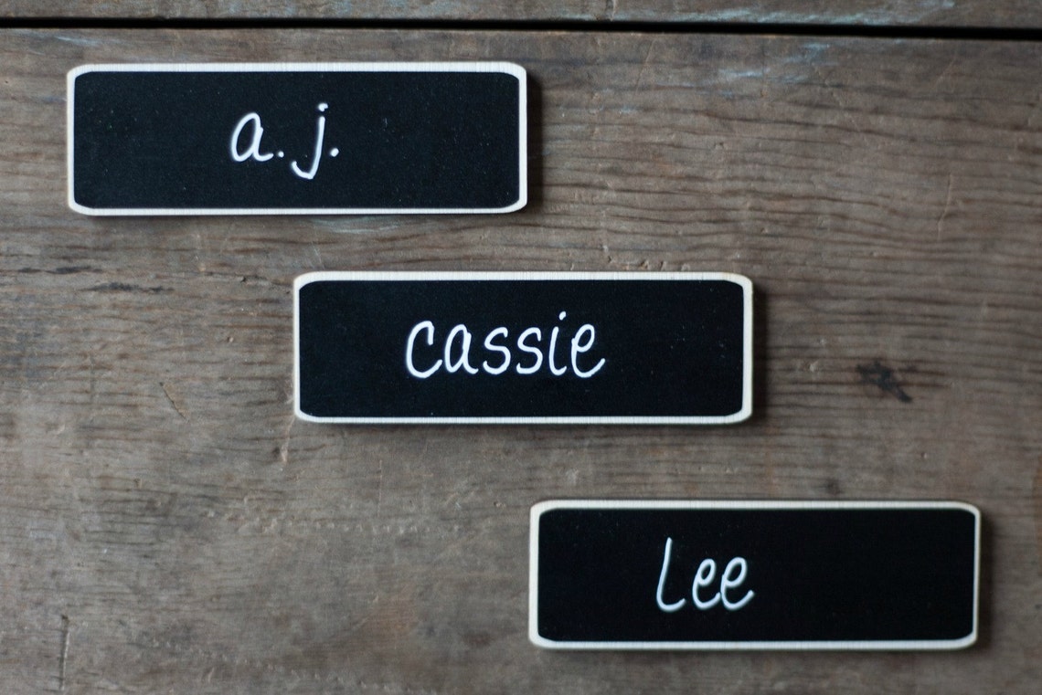 100 Chalkboard Name Tags Chalkboard Name Badges Reusable Etsy
