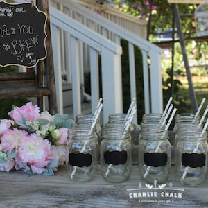 Chalkboard Wedding Favors, 24 Mason Jar Chalkboard Labels, Mason Jar Wedding Favors, Rustic Wedding Decor, Mason Jars NOT included image 1