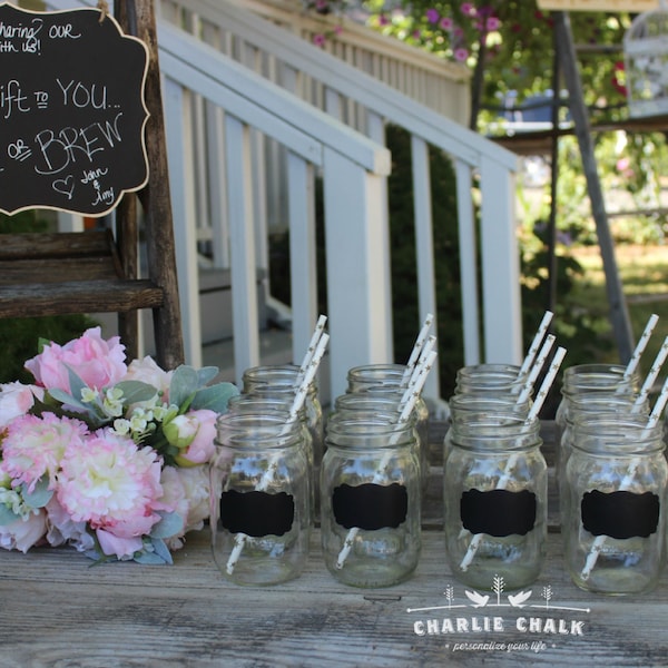 Chalkboard Wedding Favors, 24 Mason Jar Chalkboard Labels, Mason Jar Wedding Favors, Rustic Wedding Decor, Mason Jars NOT included