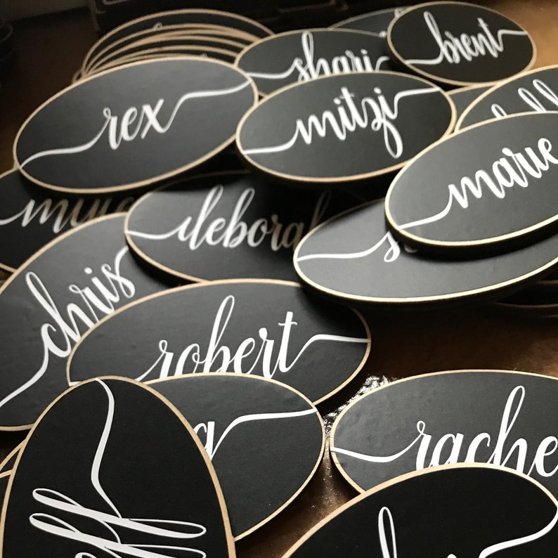 50 Magnetic Name Tags, Chalkboard Name Tag, Wedding Place Cards, Name Badge, Corporate Event Name Badges, Office Meeting, Business Signs image 3