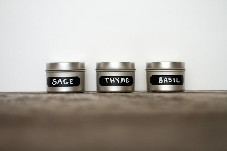 Spice Labels, Spices Cabinet Tin Jar Labels, Spice Rack Label, Canister Decals Set, Kitchen Organization, Small Chalkboard Labels image 4