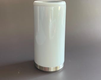 Glitter Ice Blue Stainless Steel Skinny Can Insulated Koozie, Insulated Koozie, Summer Tumbler