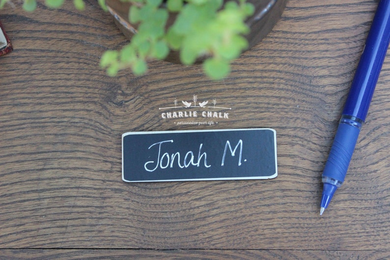 100 Chalkboard Name Tags Chalkboard Name Badges Reusable Etsy