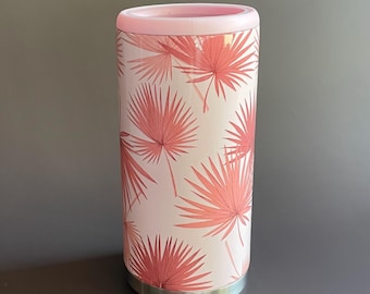 Pink Palm Stainless Steel Skinny Can Insulated Koozie, Insulated Koozie, Summer Tumbler
