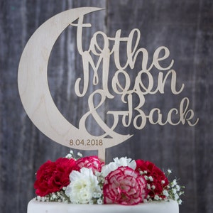 Love You To the Moon and Back Cake Topper, Wedding Decorations, Baby Shower, Engagement Cake Toppers, Wedding Table Decor, Reception image 6