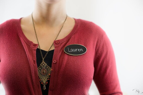 6 oval reusable magnetic name tags chalkboard name tags etsy