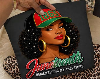 Juneteenth 1865 PNG, svart kvinna afrokonst, Melanin Pride-design