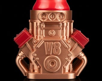3D-printed V8 engine-style drink holder