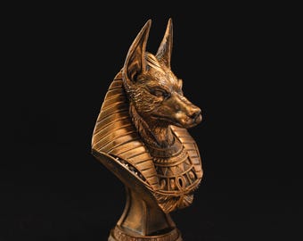 Anubis Statue - Ancient Egyptian God Bust - 3D Printed in Bronze Look