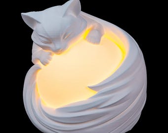 3D Printed Cat Night Light Attachment, Cozy Night Light for Bedroom & 7 Different Designs, Decorative Object for LED Base