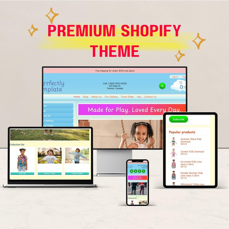 Fun Shopify Theme: Ecommerce Template (digital Item) - Etsy