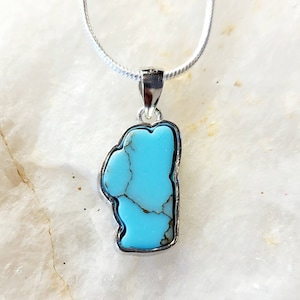 Lake Tahoe Jewelry Necklace, Sterling Silver Turquoise Pendant