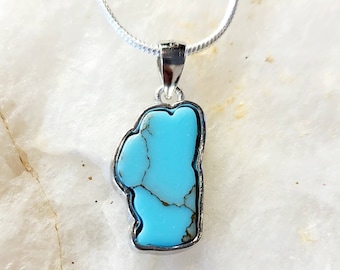 Lake Tahoe Jewelry Necklace, Sterling Silver Turquoise Pendant
