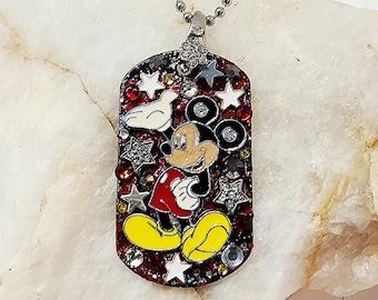 Mickey Mouse  Dog Tag Pendant Necklace