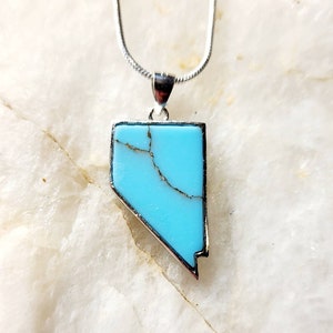 Sterling Silver Turquoise Nevada Necklace, Jewelry, Pendant