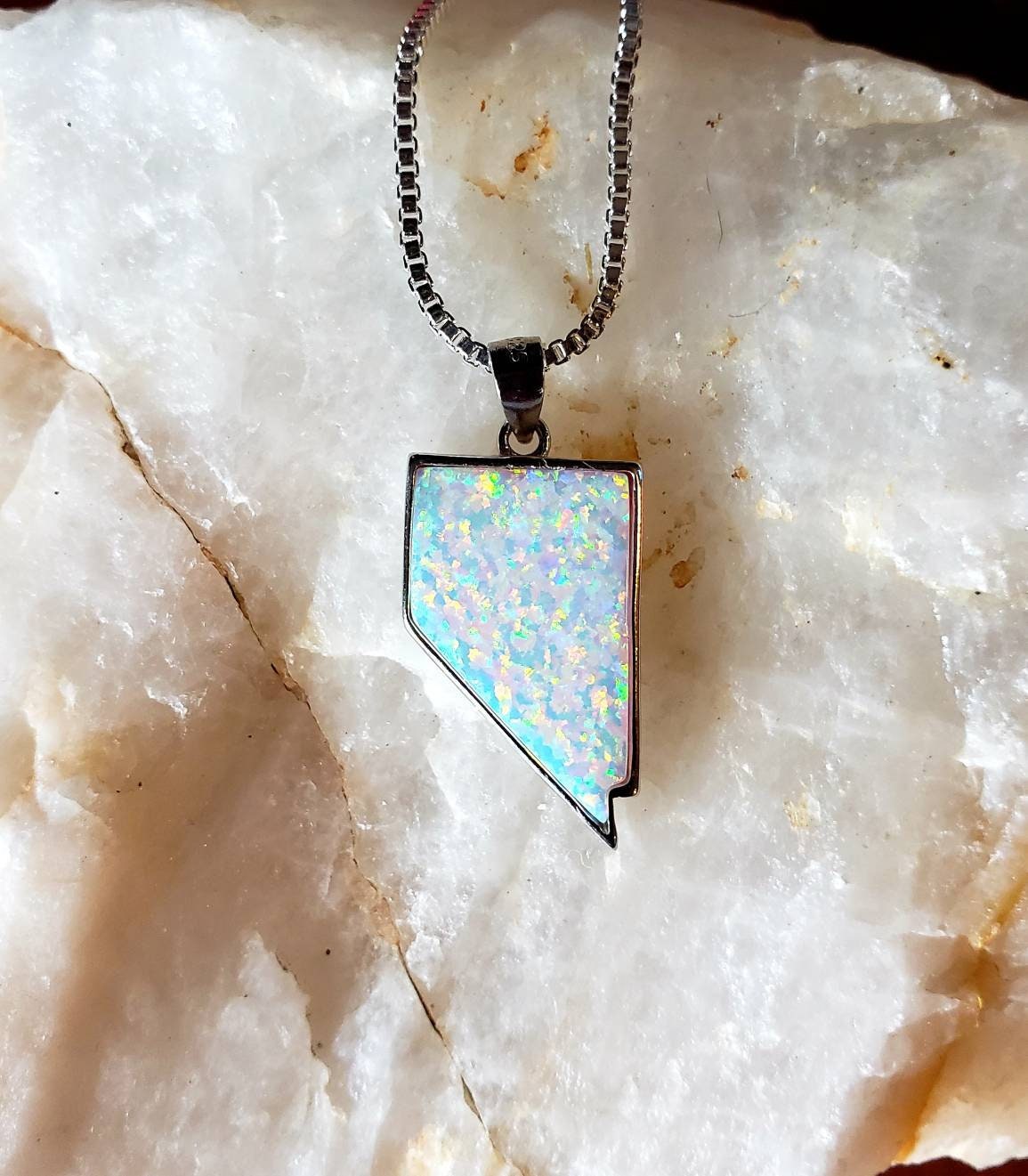 Sterling Silver White Fire Opal Nevada Necklace, Jewelry, Pendant