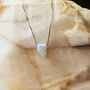 Nevada Jewelry Necklace, Sterling Silver White Fire Opal Pendant