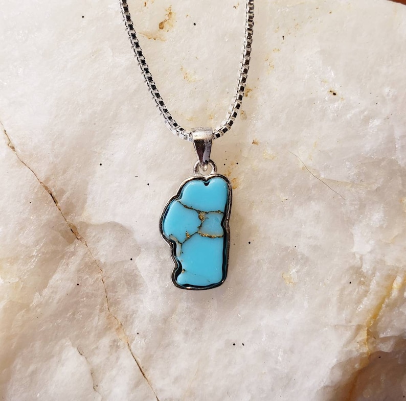 Sterling Silver Turquoise Pendant Lake Tahoe Jewelry Necklace