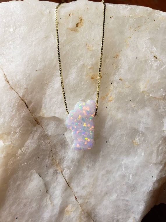 Lake Tahoe Jewelry Necklace Gold Plated White Fire Opal Pendant