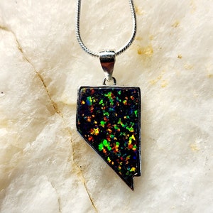 Sterling Silver Black Fire Opal Nevada Necklace, Jewelry, Pendant