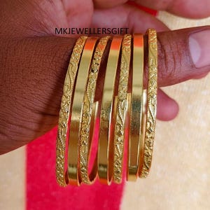 Handgjorda armband i 18k guldpläterat sterlingsilver, set om 7, stapelbart armband